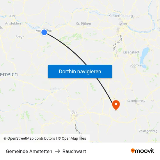 Gemeinde Amstetten to Rauchwart map