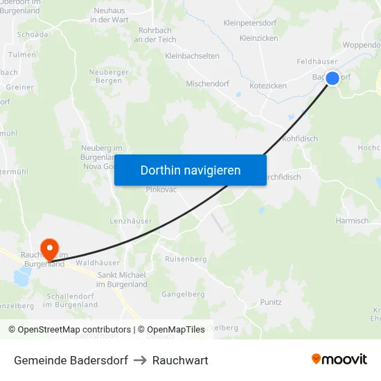 Gemeinde Badersdorf to Rauchwart map