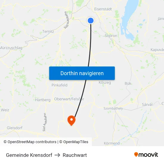 Gemeinde Krensdorf to Rauchwart map