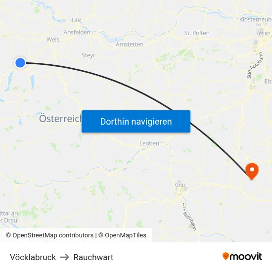 Vöcklabruck to Rauchwart map