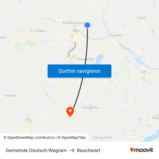 Gemeinde Deutsch-Wagram to Rauchwart map