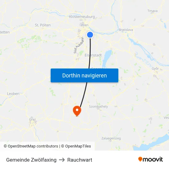 Gemeinde Zwölfaxing to Rauchwart map