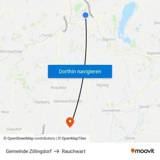Gemeinde Zillingdorf to Rauchwart map