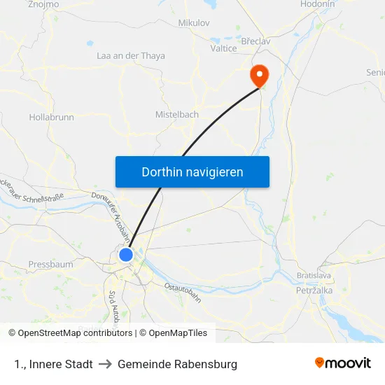 1., Innere Stadt to Gemeinde Rabensburg map