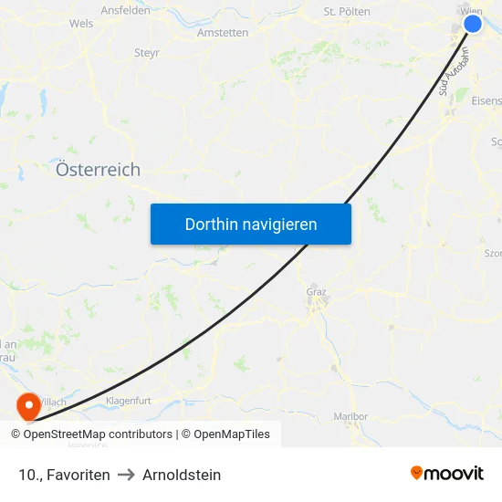 10., Favoriten to Arnoldstein map