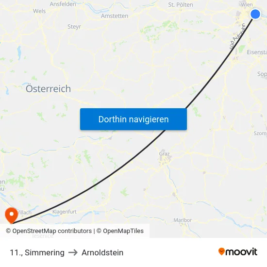 11., Simmering to Arnoldstein map