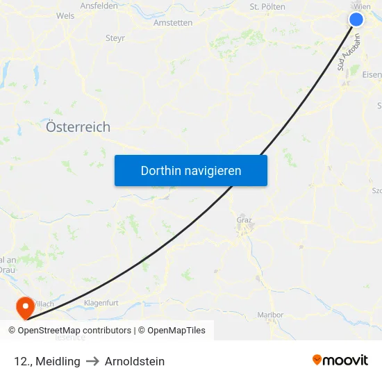 12., Meidling to Arnoldstein map