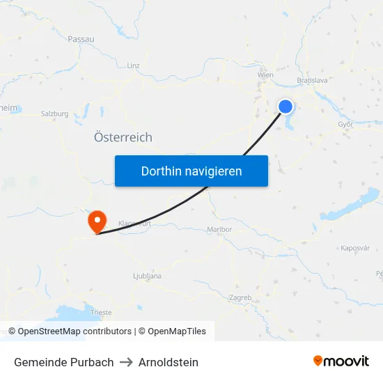 Gemeinde Purbach to Arnoldstein map
