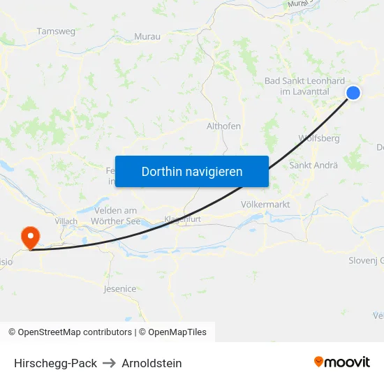 Hirschegg-Pack to Arnoldstein map