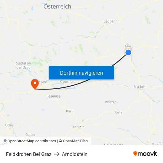 Feldkirchen Bei Graz to Arnoldstein map