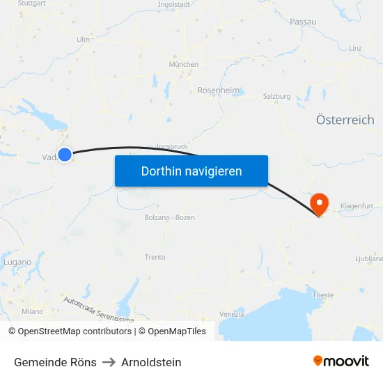 Gemeinde Röns to Arnoldstein map
