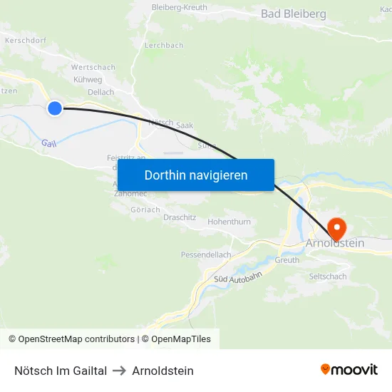 Nötsch Im Gailtal to Arnoldstein map