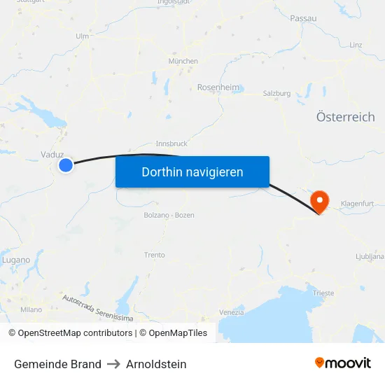 Gemeinde Brand to Arnoldstein map