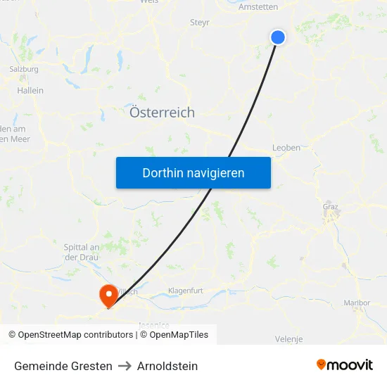 Gemeinde Gresten to Arnoldstein map