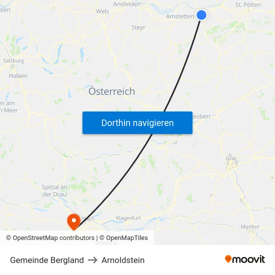 Gemeinde Bergland to Arnoldstein map