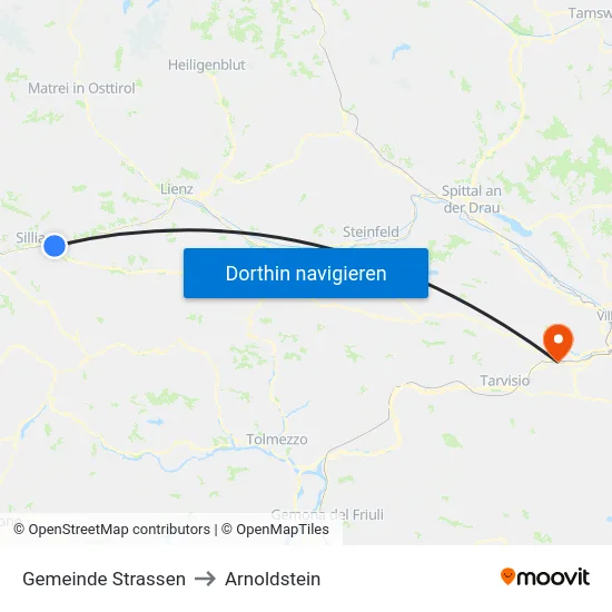 Gemeinde Strassen to Arnoldstein map