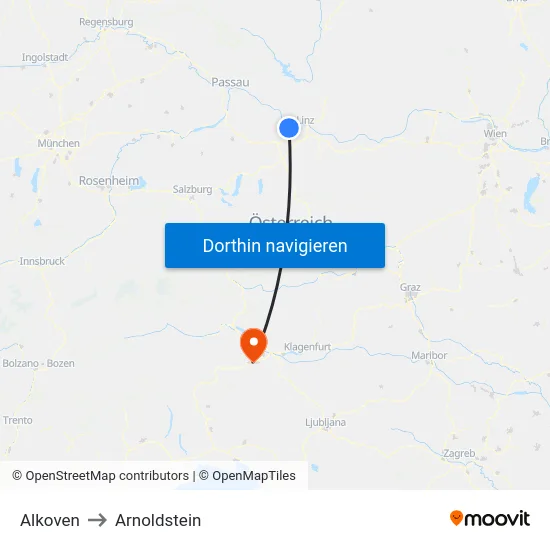 Alkoven to Arnoldstein map
