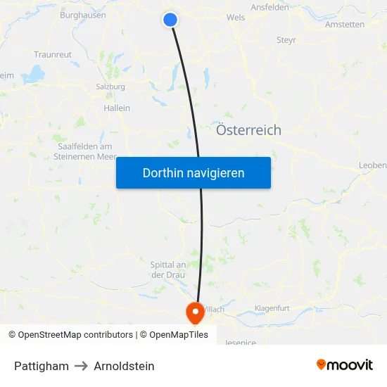 Pattigham to Arnoldstein map