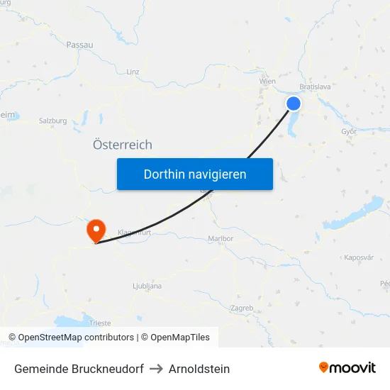 Gemeinde Bruckneudorf to Arnoldstein map