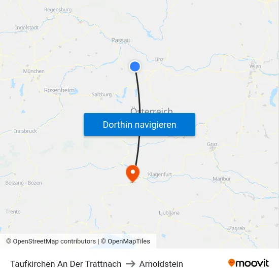 Taufkirchen An Der Trattnach to Arnoldstein map