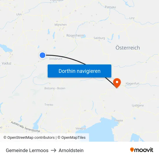 Gemeinde Lermoos to Arnoldstein map
