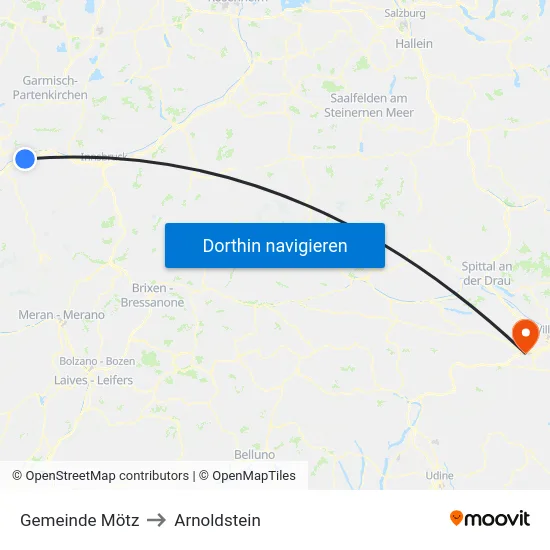 Gemeinde Mötz to Arnoldstein map
