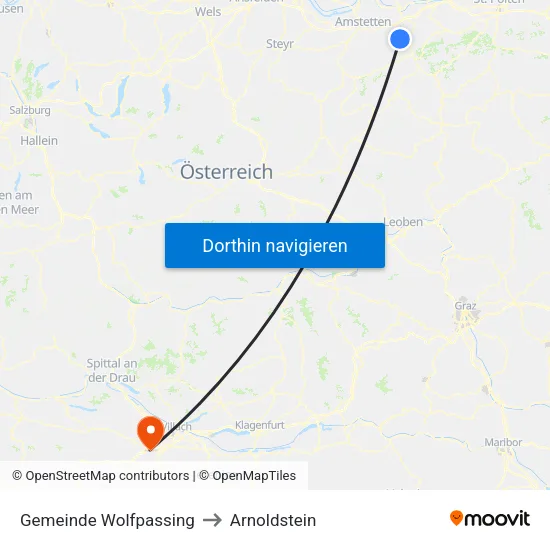 Gemeinde Wolfpassing to Arnoldstein map