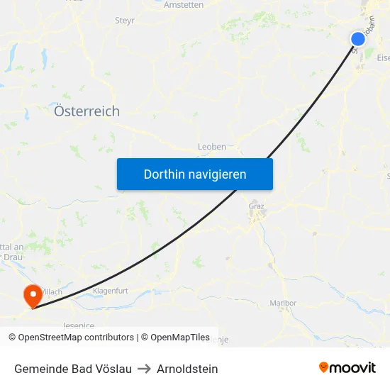 Gemeinde Bad Vöslau to Arnoldstein map