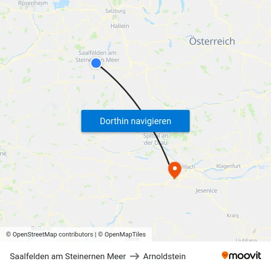 Saalfelden am Steinernen Meer to Arnoldstein map