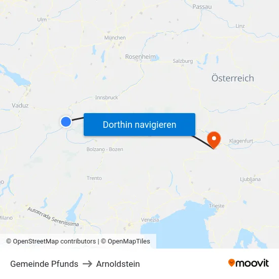 Gemeinde Pfunds to Arnoldstein map