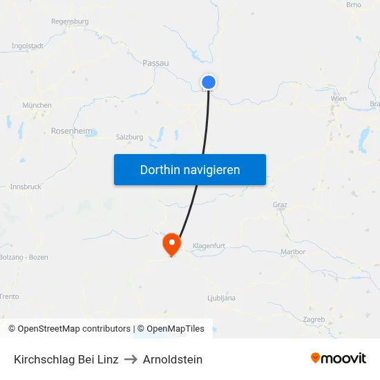 Kirchschlag Bei Linz to Arnoldstein map
