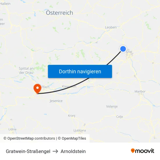 Gratwein-Straßengel to Arnoldstein map