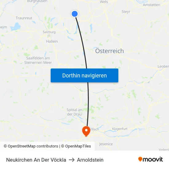 Neukirchen An Der Vöckla to Arnoldstein map