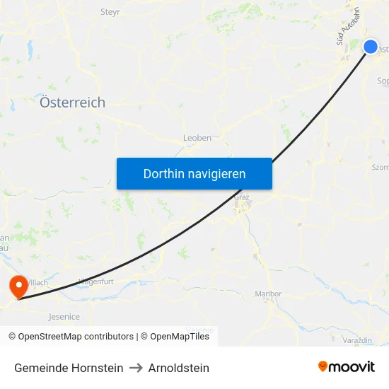 Gemeinde Hornstein to Arnoldstein map