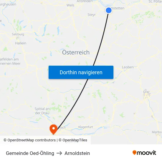 Gemeinde Oed-Öhling to Arnoldstein map