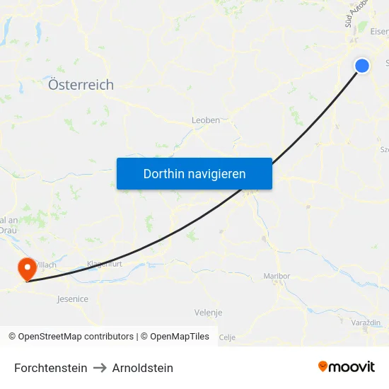Forchtenstein to Arnoldstein map