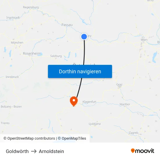 Goldwörth to Arnoldstein map
