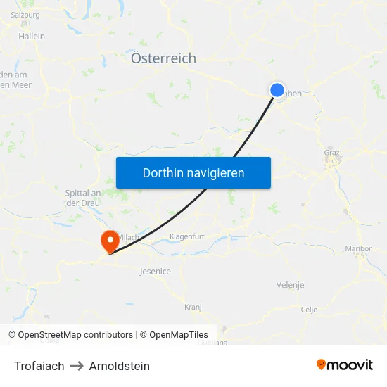 Trofaiach to Arnoldstein map