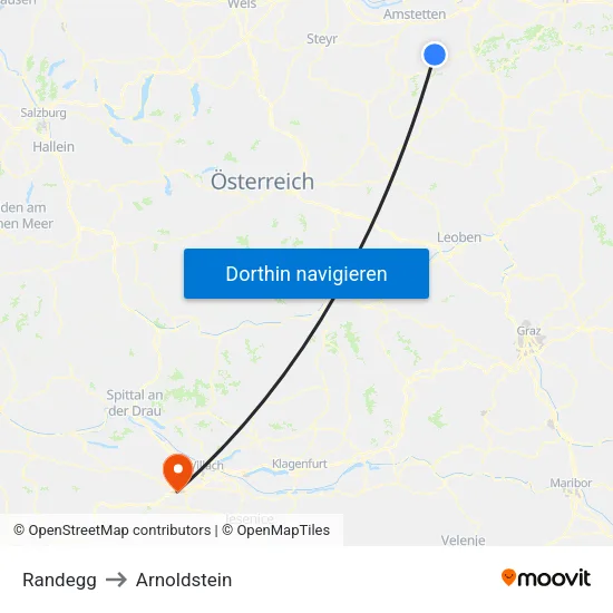 Randegg to Arnoldstein map