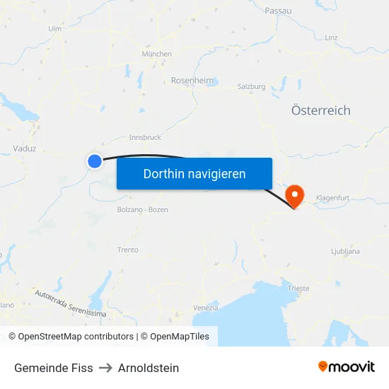 Gemeinde Fiss to Arnoldstein map