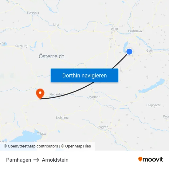 Pamhagen to Arnoldstein map