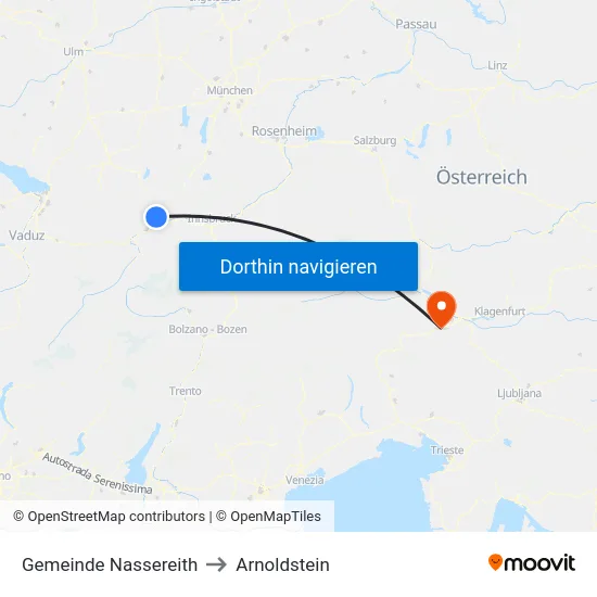 Gemeinde Nassereith to Arnoldstein map
