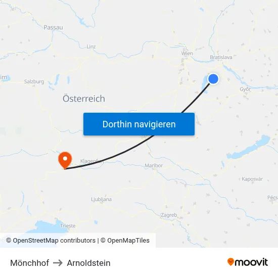Mönchhof to Arnoldstein map