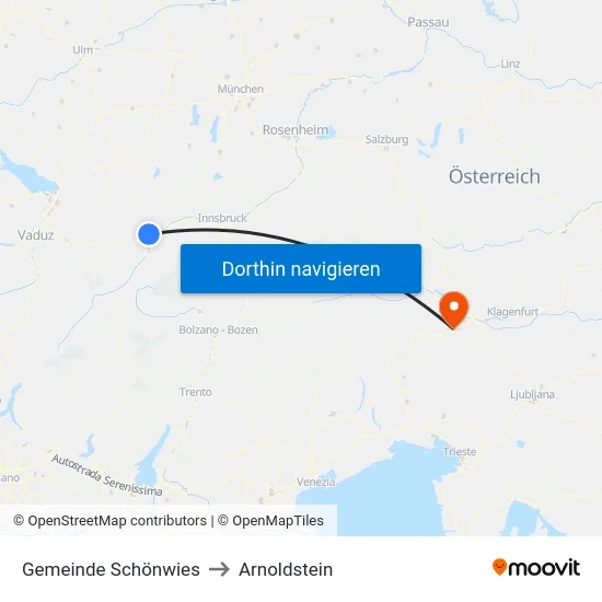 Gemeinde Schönwies to Arnoldstein map