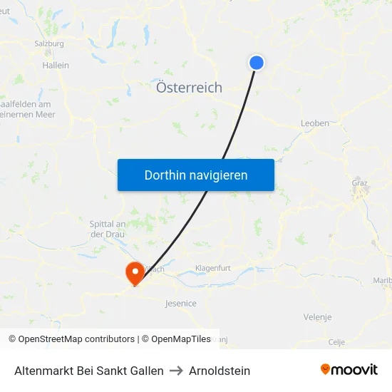 Altenmarkt Bei Sankt Gallen to Arnoldstein map