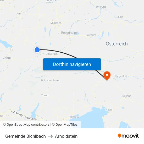 Gemeinde Bichlbach to Arnoldstein map