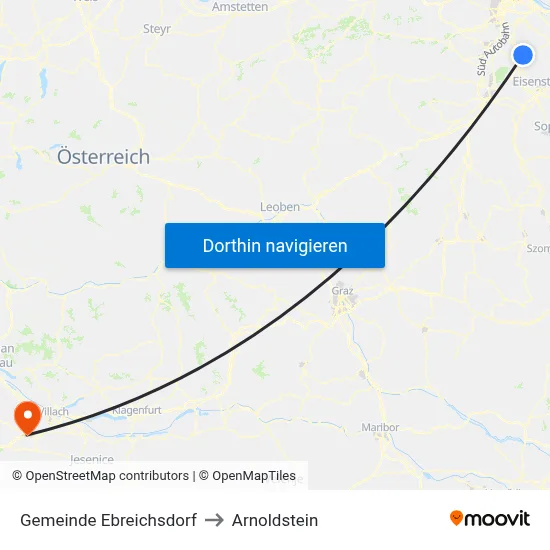 Gemeinde Ebreichsdorf to Arnoldstein map