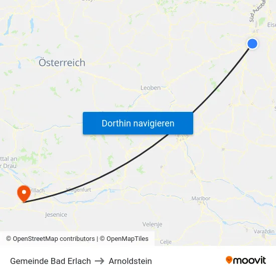 Gemeinde Bad Erlach to Arnoldstein map