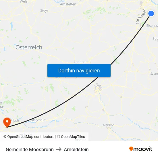 Gemeinde Moosbrunn to Arnoldstein map