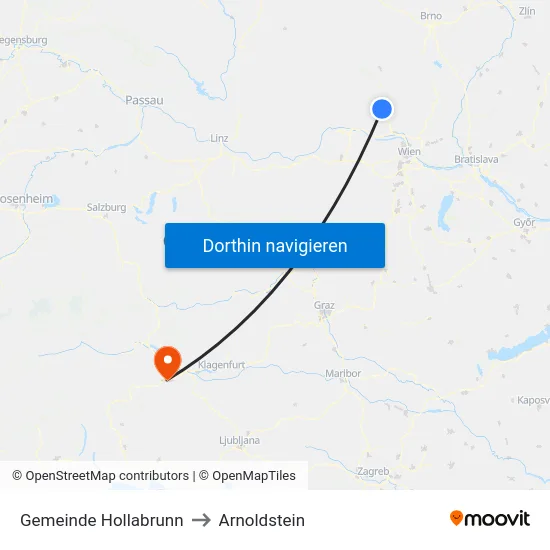 Gemeinde Hollabrunn to Arnoldstein map